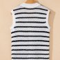 Black Stripe V Neck Gold Buttons Elegant Sweater Vest