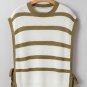 Khaki Stripe Tie Open Side Sweater Knitted Top