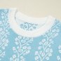 Sky Blue Contrast Floral Crewneck Short Sleeve Sweater