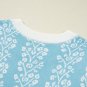 Sky Blue Contrast Floral Crewneck Short Sleeve Sweater