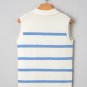 Sky Blue Stripe Split V Neck Collared Ribbed Sweater Vest