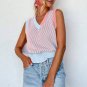 Light Pink Contrast Chevron Knit V Neck Sweater Vest