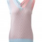 Light Pink Contrast Chevron Knit V Neck Sweater Vest