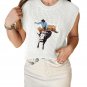 White Western Cowboy Embroidery Round Neck Sleeveless Sweater