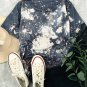 Multicolor Tie Dye Bleached Round Neck Short Sleeve T Shirt