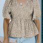 Floral Print Puff Sleeve Smocked Top