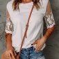 White Floral Lace Sleeve Patchwork Top