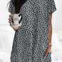 Gray Leopard Print Side Pockets Tunic Top