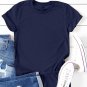 Blue Solid Color Crew Neck Tee