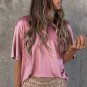 Pink Chest Pocket Loose Fit Short Sleeve T Shirt