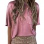 Pink Chest Pocket Loose Fit Short Sleeve T Shirt
