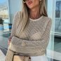 Khaki Hollow Out Knit Long Sleeve Top