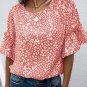 Pink Leopard Spotted Ruffle Sleeve T Shirt