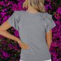 Gray Plain Tiered Ruffled Short Sleeve T Shirt