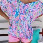 Sky Blue Loose Painted Floral Tee