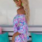 Sky Blue Loose Painted Floral Tee