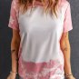 Pink Tie Dye Color Bleached Short Sleeve T Shirt