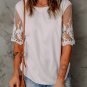 White Floral Lace Sleeve Patchwork Top