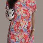 Multicolor Boho Flower Print Short Sleeve Tunic Top