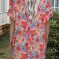 Multicolor Boho Flower Print Short Sleeve Tunic Top
