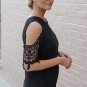 Black Lace Splicing Strappy Cold Shoulder Top