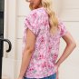 Pink Floral Mandarin Collar Top