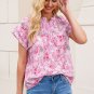 Pink Floral Mandarin Collar Top