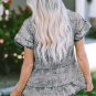 Gray Flutter Sleeves Tiered Denim Top