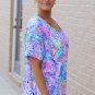 Sky Blue Loose Painted Floral Tee