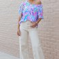 Sky Blue Loose Painted Floral Tee