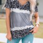 Gray Tie Dye Leopard Patchwork Short Sleeve Top