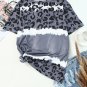 Gray Tie Dye Leopard Patchwork Short Sleeve Top
