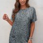 Gray Leopard Print Side Pockets Tunic Top