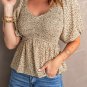 Floral Print Puff Sleeve Smocked Top