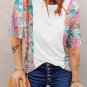 White Floral Print Patchwork Short Sleeve Top