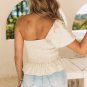 Apricot Ruffled One-shoulder Smocked Top