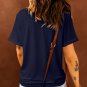 Blue Solid Color Crew Neck Tee