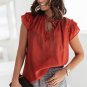 Tiered Ruffled Drawstring V Neck Top