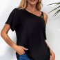 Black Asymmetric Criss Cross One Shoulder T Shirt