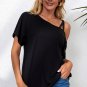 Black Asymmetric Criss Cross One Shoulder T Shirt