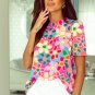 Purple Boho Flower Print Puff Short Sleeve Top