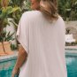 Apricot Ribbed Knit Batwing Sleeve Tunic Oversized T Shirt