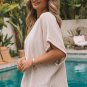 Apricot Ribbed Knit Batwing Sleeve Tunic Oversized T Shirt
