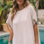 Apricot Ribbed Knit Batwing Sleeve Tunic Oversized T Shirt