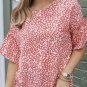Pink Leopard Spotted Ruffle Sleeve T Shirt