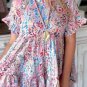 Pink Floral Print Ruffle Sleeve Babydoll Top
