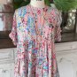 Pink Floral Print Ruffle Sleeve Babydoll Top