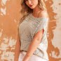 Khaki Pointelle Knit Short Dolman Sleeve Sweater Top