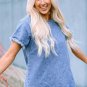 Sky Blue Raw Edge Denim Top