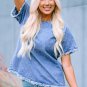 Sky Blue Raw Edge Denim Top